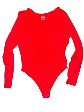HYZ square neck Long Sleeve Red Bodysuit